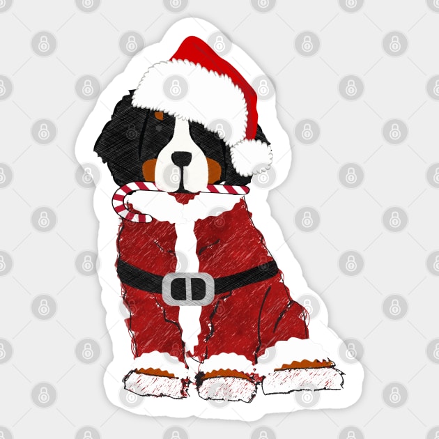 Christmas Bernese Mountain Dog Santa Claus Sticker by EMR_Designs